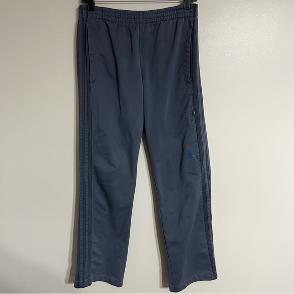 Men’s Adidas Track Pants Straight Leg Drawstring Waist Size Medium Gray - Picture 1 of 14